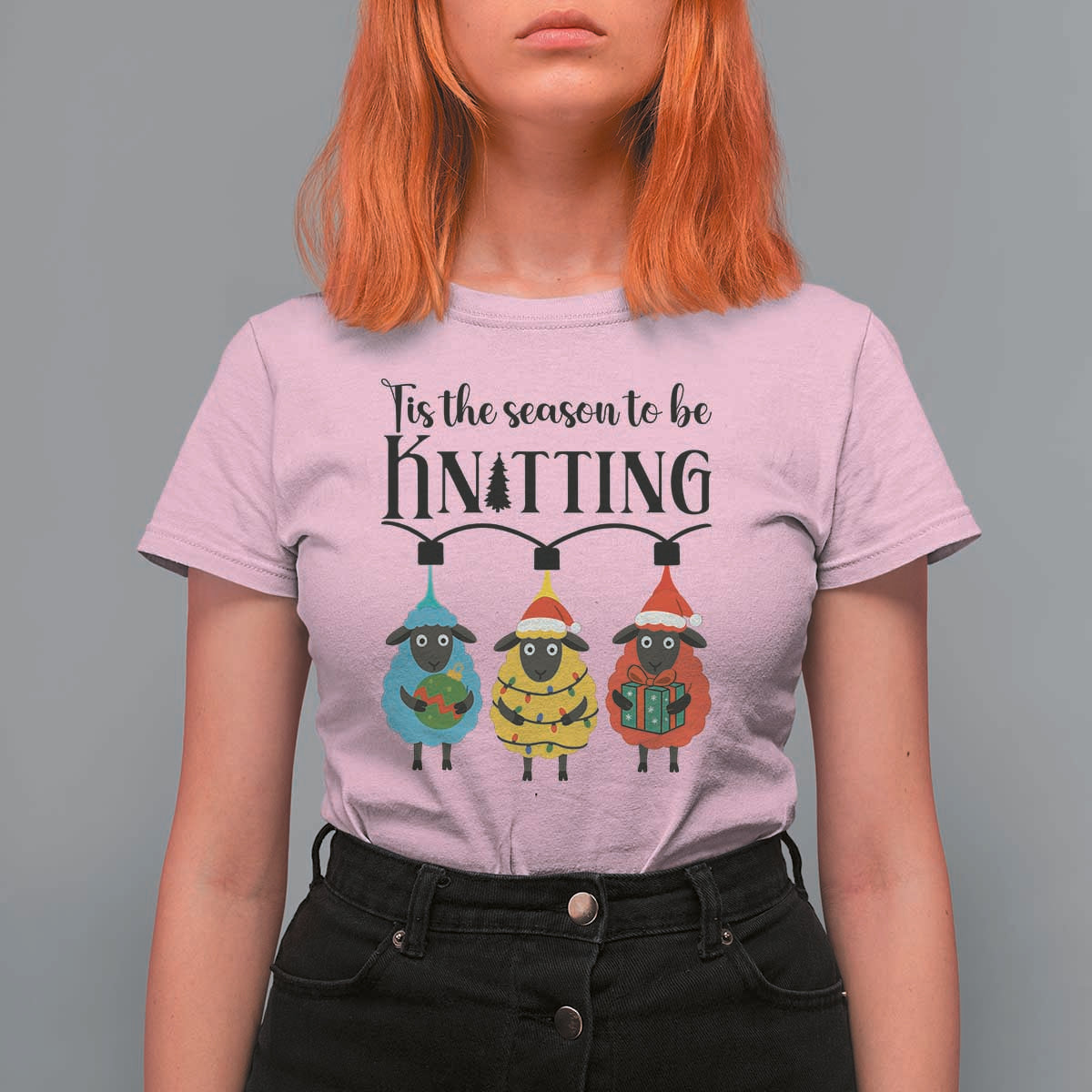 Tis The Season To Be Knitting T Shirt For Women Christmas Gift - Wonder Print Shop