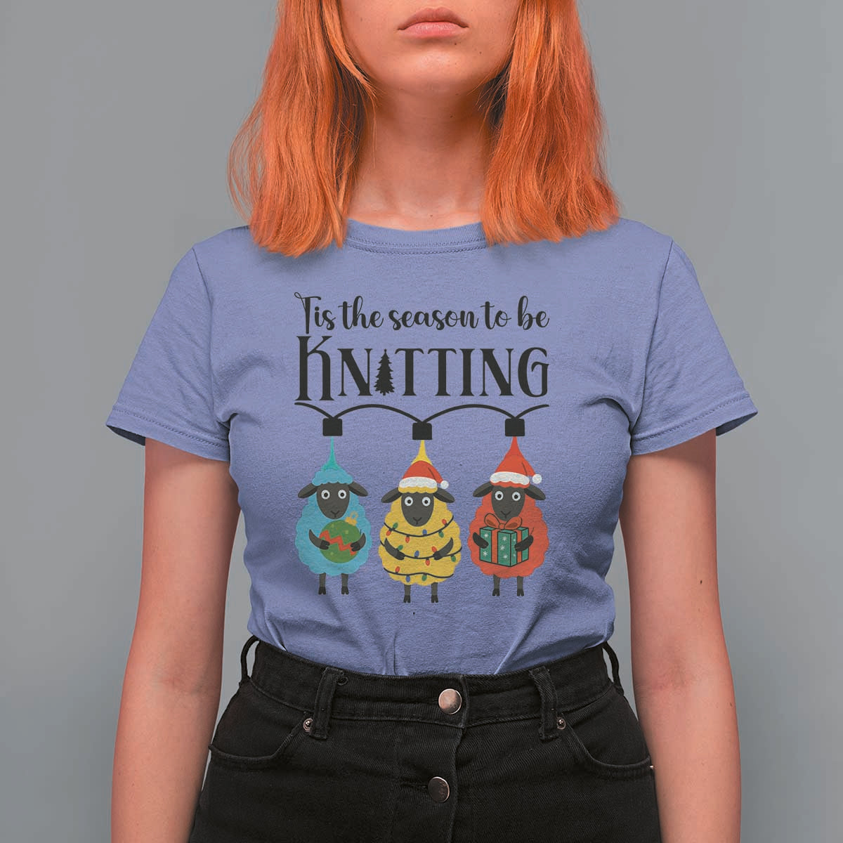 Tis The Season To Be Knitting T Shirt For Women Christmas Gift - Wonder Print Shop