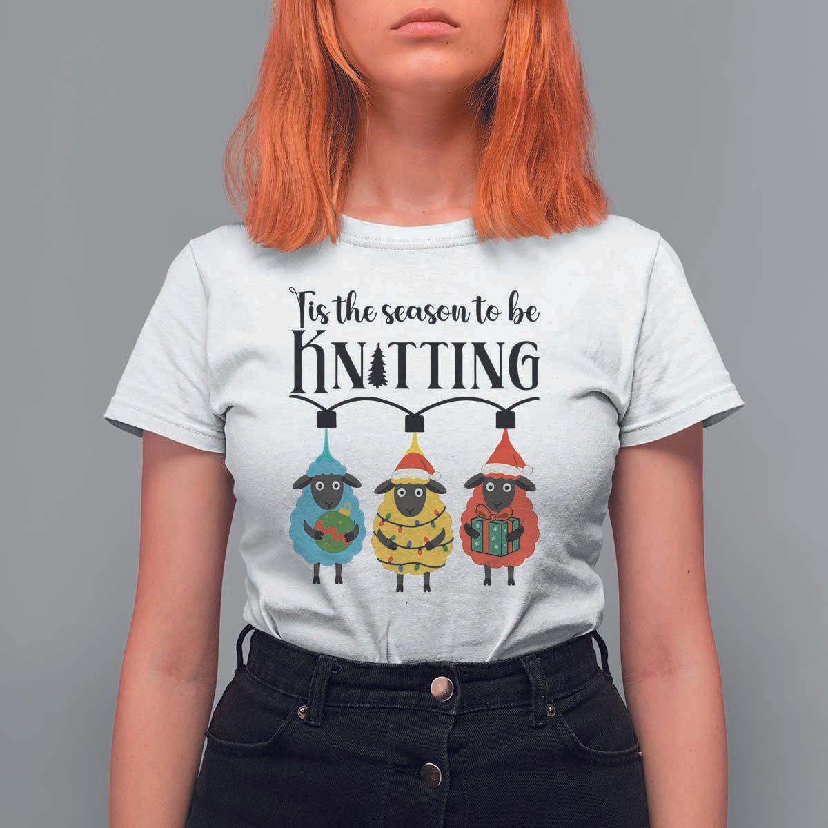 Tis The Season To Be Knitting T Shirt For Women Christmas Gift - Wonder Print Shop