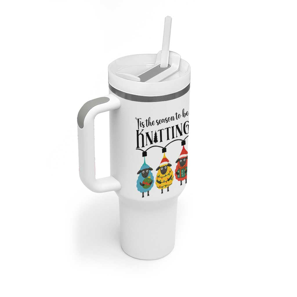 Tis The Season To Be Knitting Tumbler With Handle Christmas Gift - Wonder Print Shop