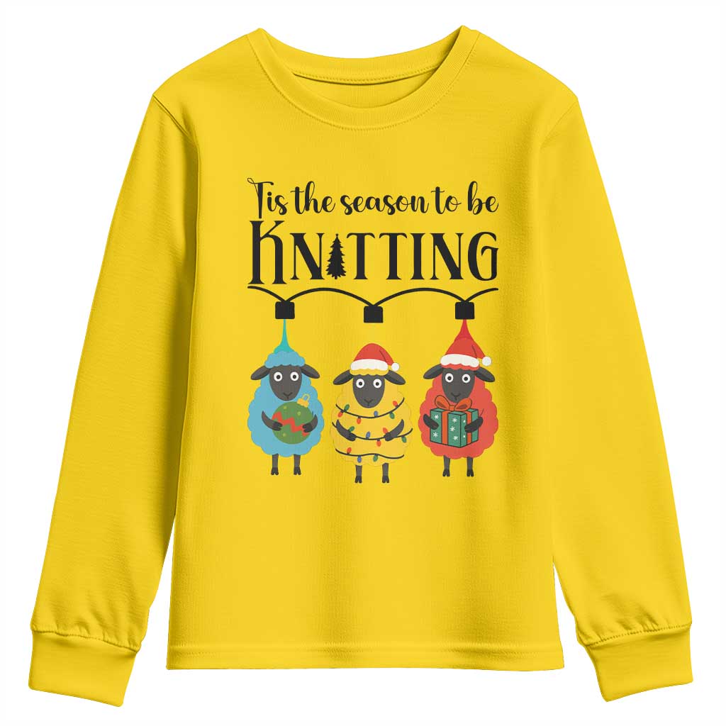 Tis The Season To Be Knitting Youth Sweatshirt Christmas Gift - Wonder Print Shop