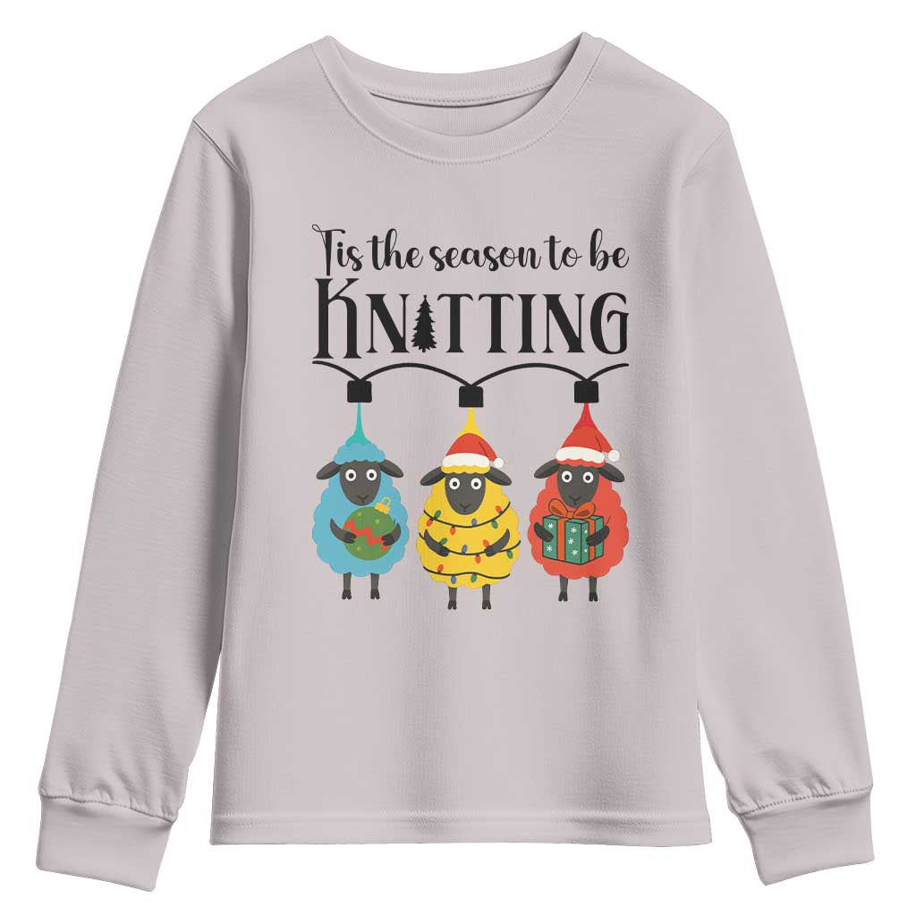 Tis The Season To Be Knitting Youth Sweatshirt Christmas Gift - Wonder Print Shop