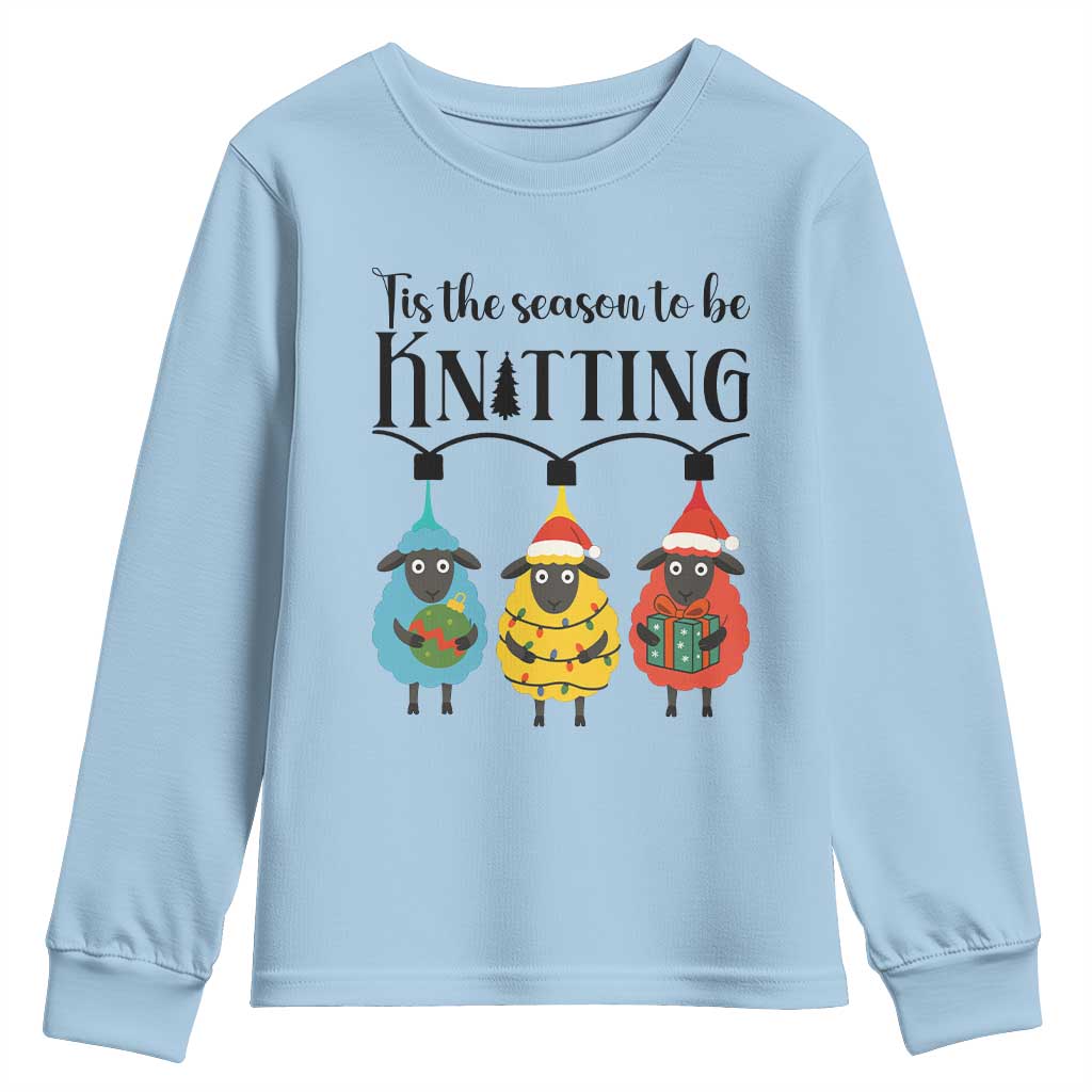 Tis The Season To Be Knitting Youth Sweatshirt Christmas Gift - Wonder Print Shop