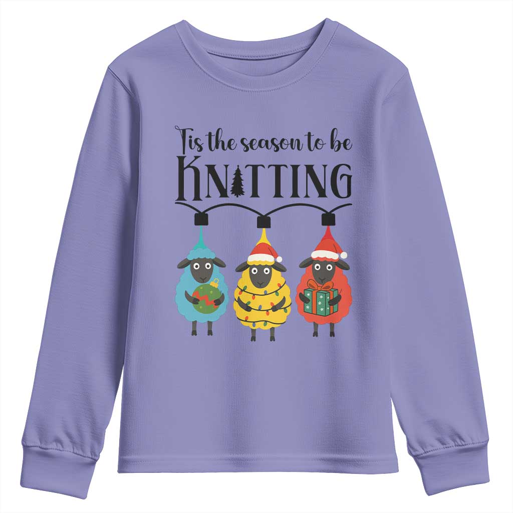 Tis The Season To Be Knitting Youth Sweatshirt Christmas Gift - Wonder Print Shop