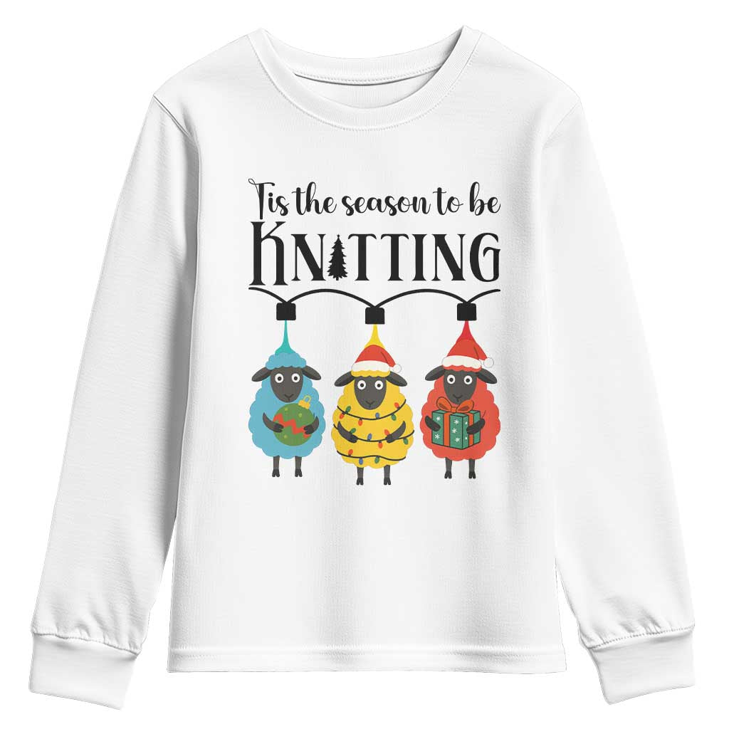 Tis The Season To Be Knitting Youth Sweatshirt Christmas Gift - Wonder Print Shop
