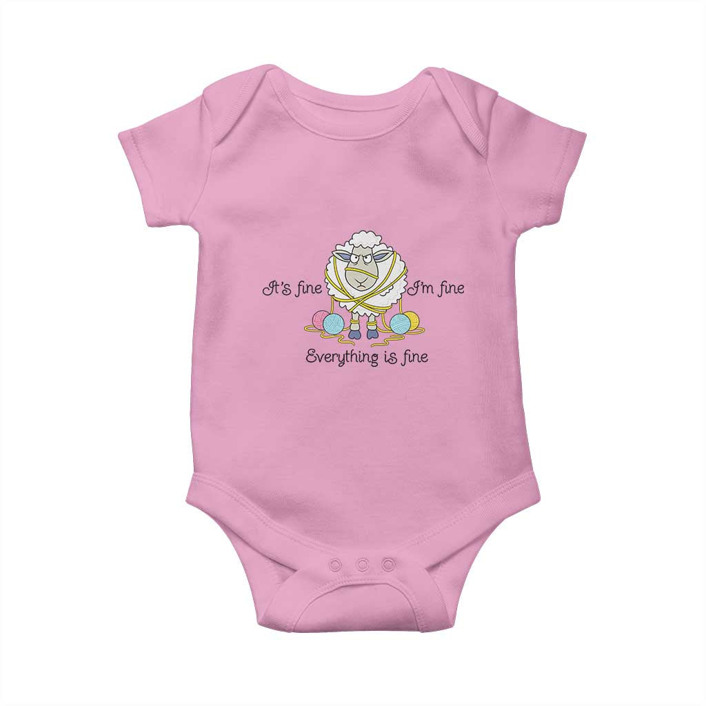 Its Fine I am Fine Everything Is Fine Baby Onesie Funny Sheep Yarn Chaos - Wonder Print Shop