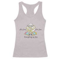 Its Fine I am Fine Everything Is Fine Racerback Tank Top Funny Sheep Yarn Chaos - Wonder Print Shop