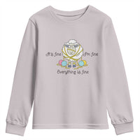 Its Fine I am Fine Everything Is Fine Youth Sweatshirt Funny Sheep Yarn Chaos - Wonder Print Shop
