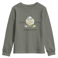 Its Fine I am Fine Everything Is Fine Youth Sweatshirt Funny Sheep Yarn Chaos - Wonder Print Shop