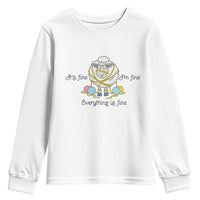 Its Fine I am Fine Everything Is Fine Youth Sweatshirt Funny Sheep Yarn Chaos - Wonder Print Shop