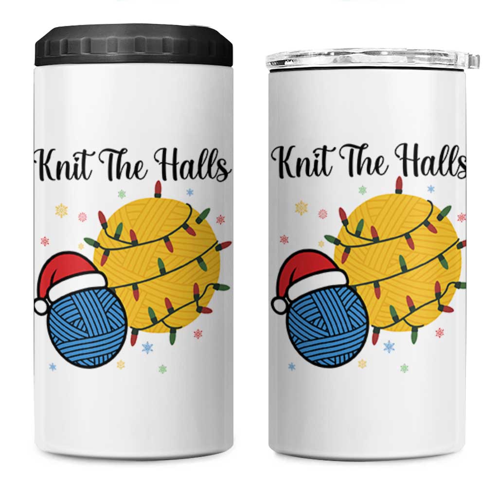 Knit The Halls 4 in 1 Can Cooler Tumbler Funny Knitters Christmas Gift - Wonder Print Shop