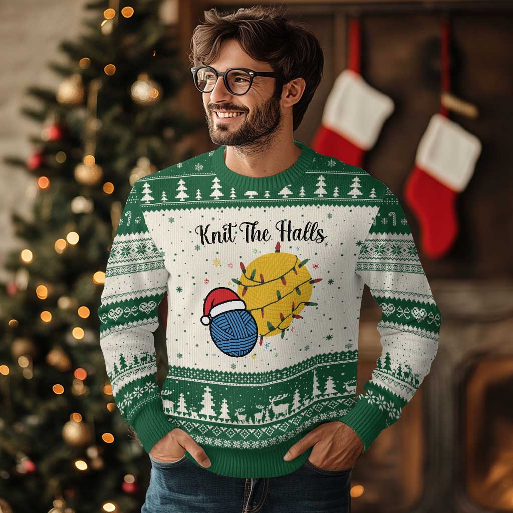 Knit The Halls Ugly Christmas Sweater Funny Knitters Xmas Gift - Wonder Print Shop