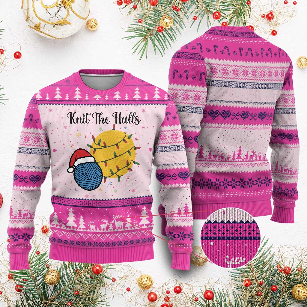 Knit The Halls Ugly Christmas Sweater Funny Knitters Xmas Gift - Wonder Print Shop