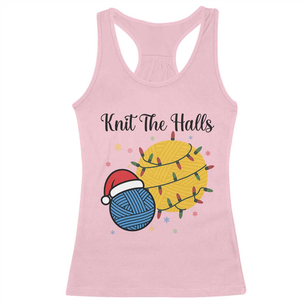 Knit The Halls Racerback Tank Top Funny Knitters Christmas Gift - Wonder Print Shop
