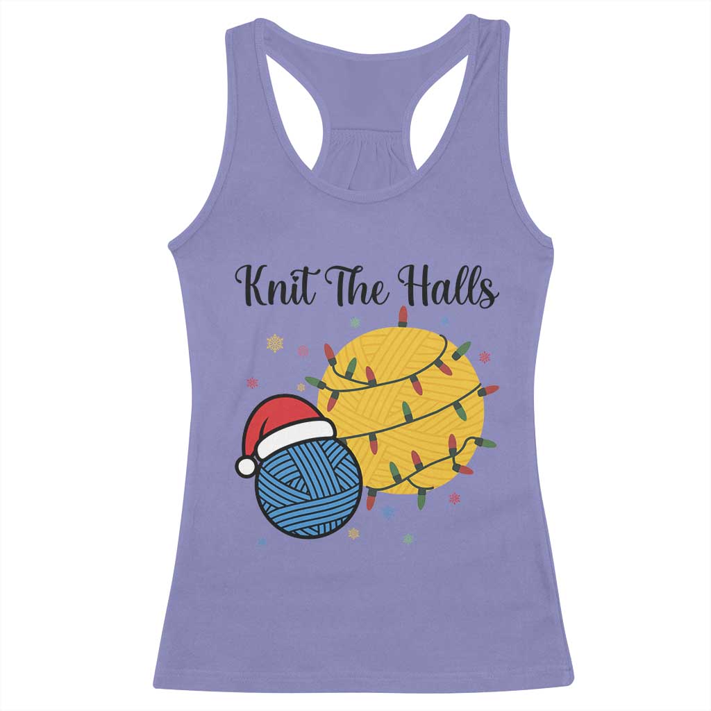 Knit The Halls Racerback Tank Top Funny Knitters Christmas Gift - Wonder Print Shop