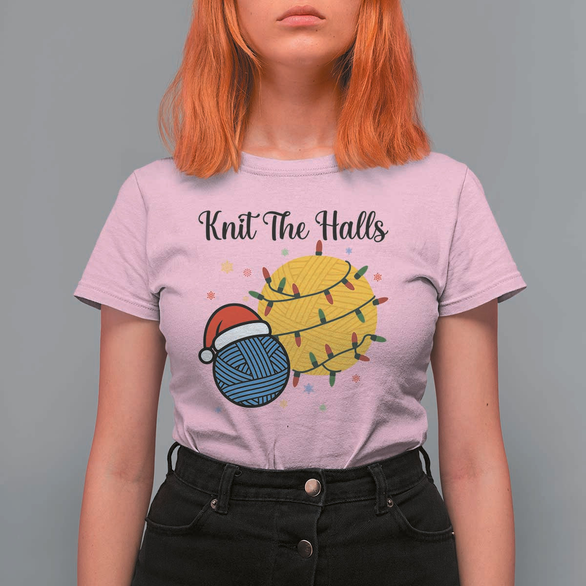 Knit The Halls T Shirt For Women Funny Knitters Christmas Gift - Wonder Print Shop