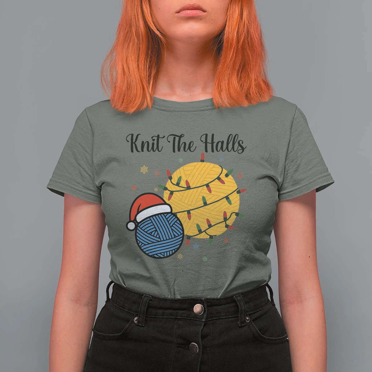 Knit The Halls T Shirt For Women Funny Knitters Christmas Gift - Wonder Print Shop