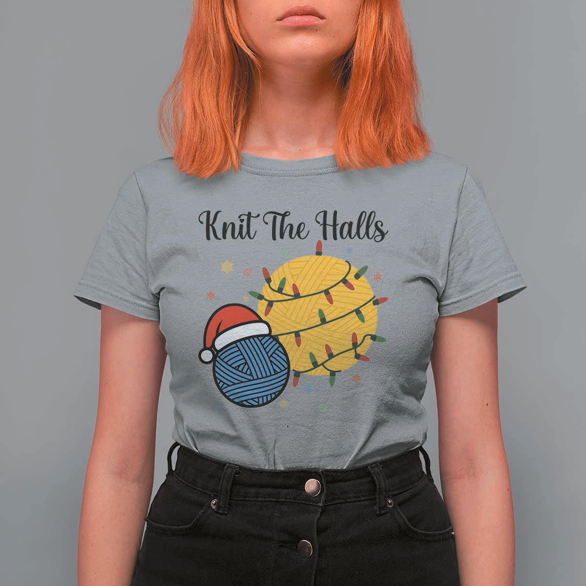 Knit The Halls T Shirt For Women Funny Knitters Christmas Gift - Wonder Print Shop