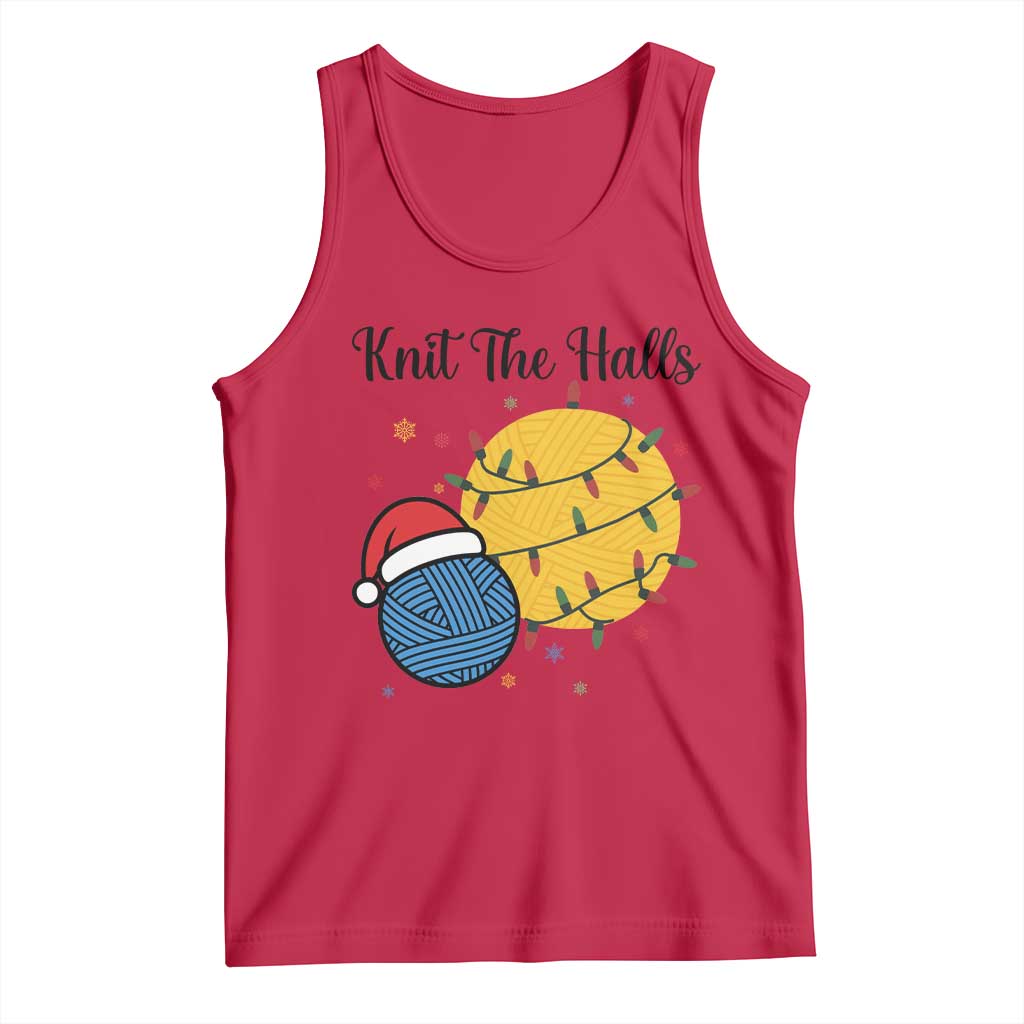 Knit The Halls Tank Top Funny Knitters Christmas Gift - Wonder Print Shop