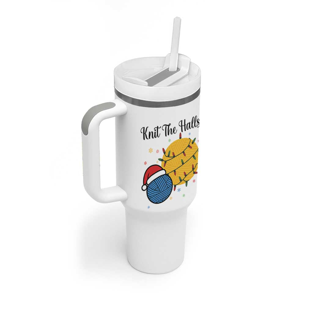 Knit The Halls Tumbler With Handle Funny Knitters Christmas Gift - Wonder Print Shop