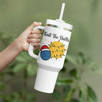 Knit The Halls Tumbler With Handle Funny Knitters Christmas Gift - Wonder Print Shop