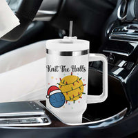 Knit The Halls Tumbler With Handle Funny Knitters Christmas Gift - Wonder Print Shop