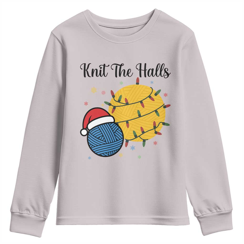 Knit The Halls Youth Sweatshirt Funny Knitters Christmas Gift - Wonder Print Shop