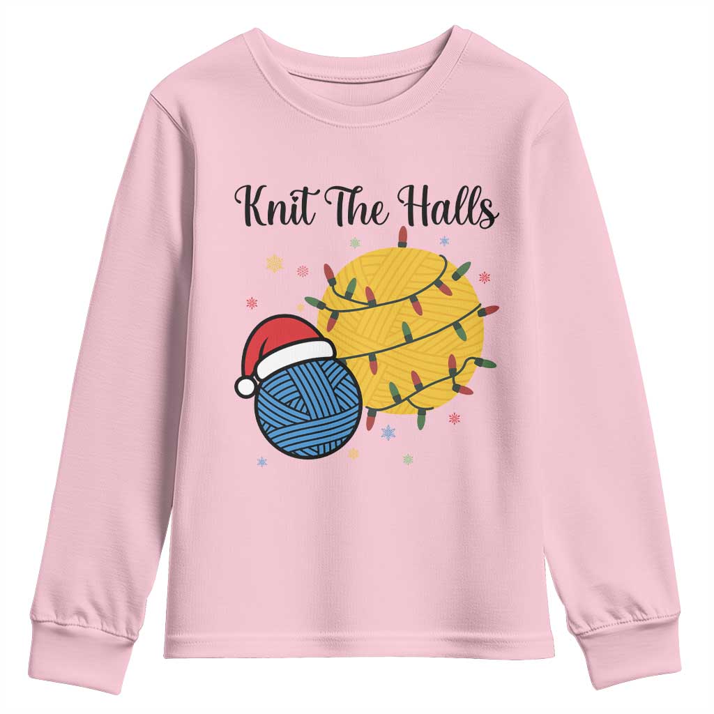 Knit The Halls Youth Sweatshirt Funny Knitters Christmas Gift - Wonder Print Shop