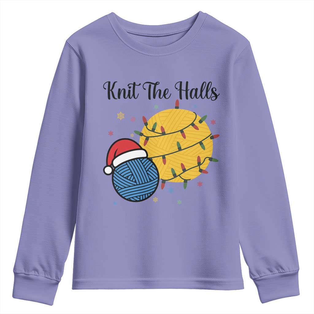 Knit The Halls Youth Sweatshirt Funny Knitters Christmas Gift - Wonder Print Shop