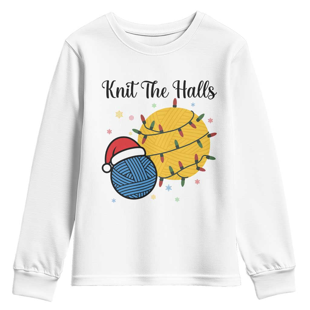 Knit The Halls Youth Sweatshirt Funny Knitters Christmas Gift - Wonder Print Shop