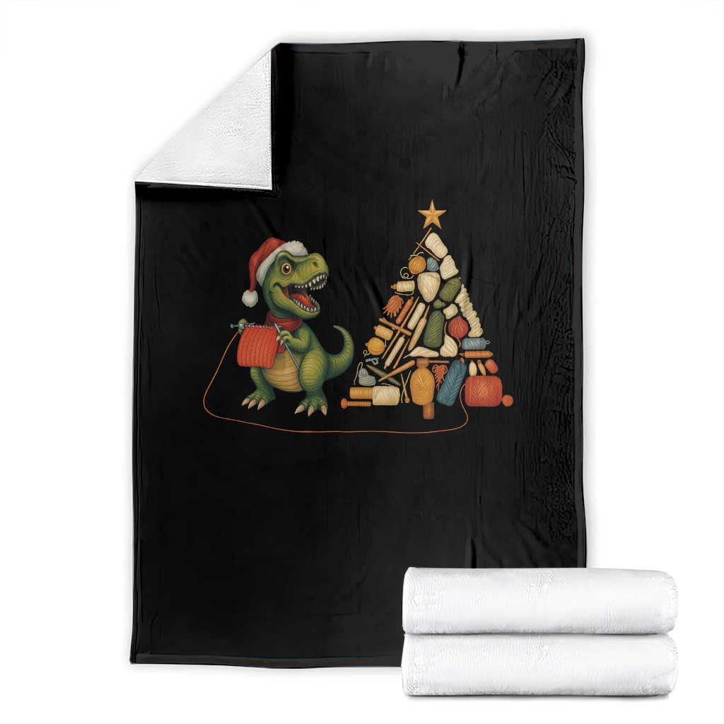 Christmas Dinosaur Knitting Throw Blanket Funny Yarn Tree Gift - Wonder Print Shop