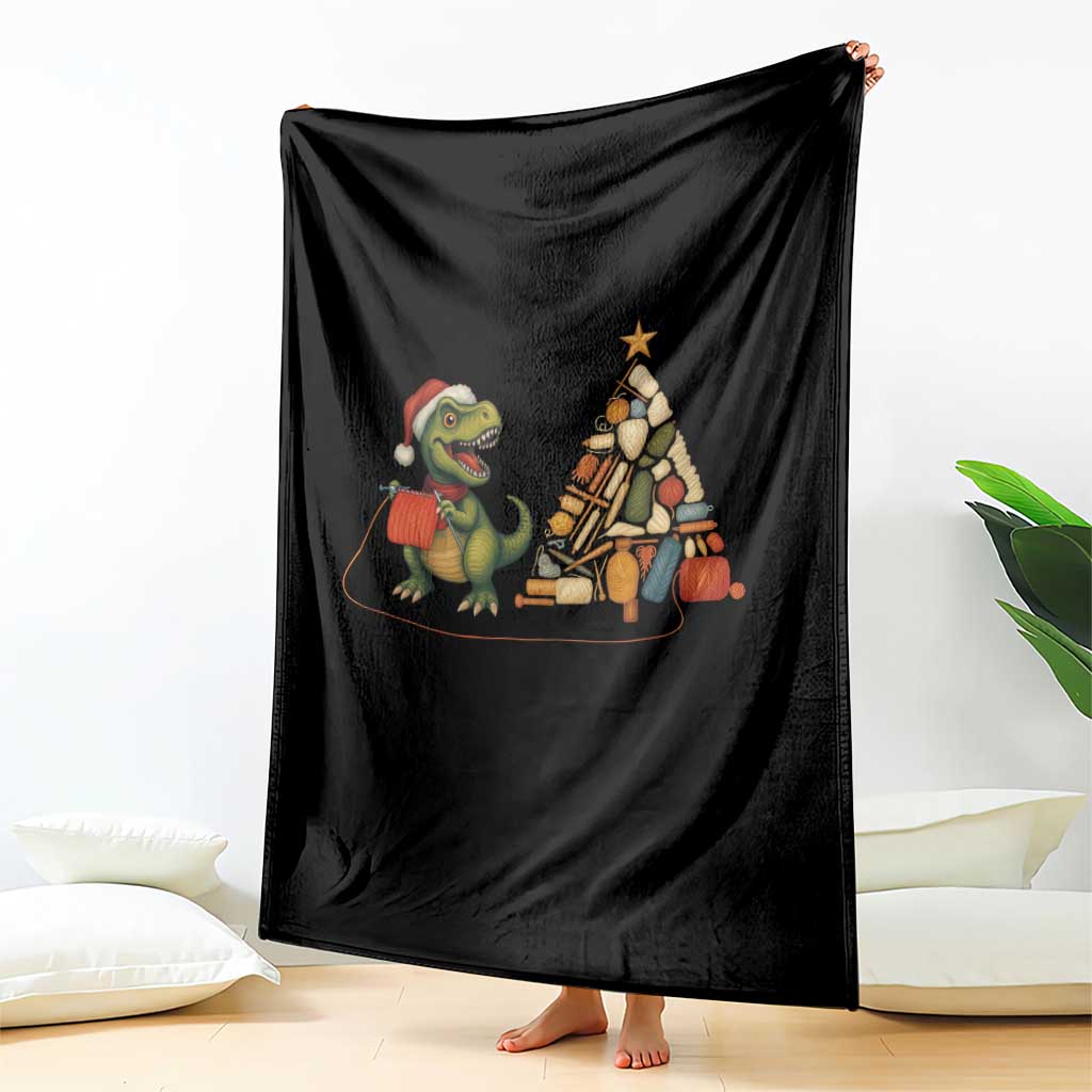 Christmas Dinosaur Knitting Throw Blanket Funny Yarn Tree Gift - Wonder Print Shop