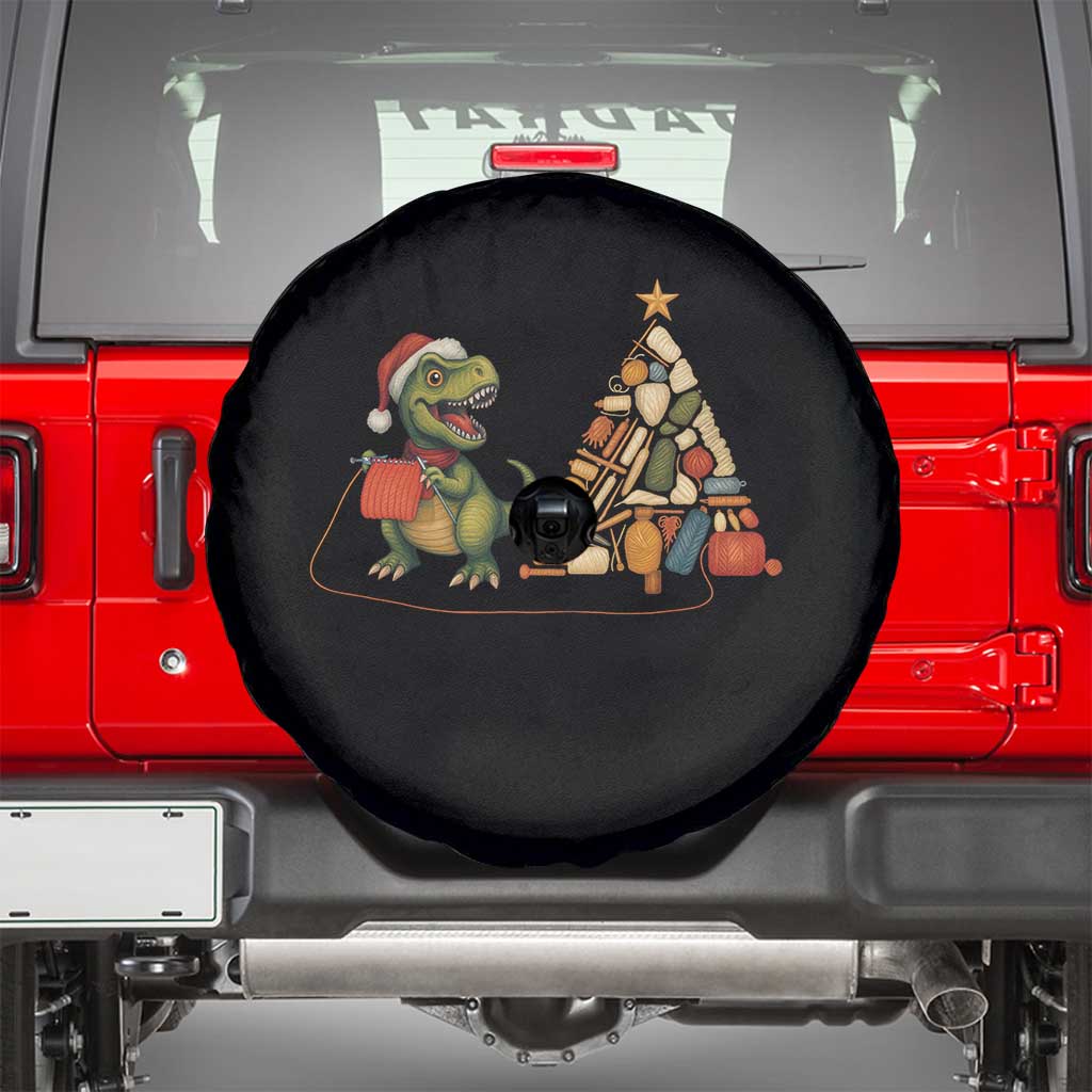 Christmas Dinosaur Knitting Spare Tire Cover Funny Yarn Tree Gift - Wonder Print Shop