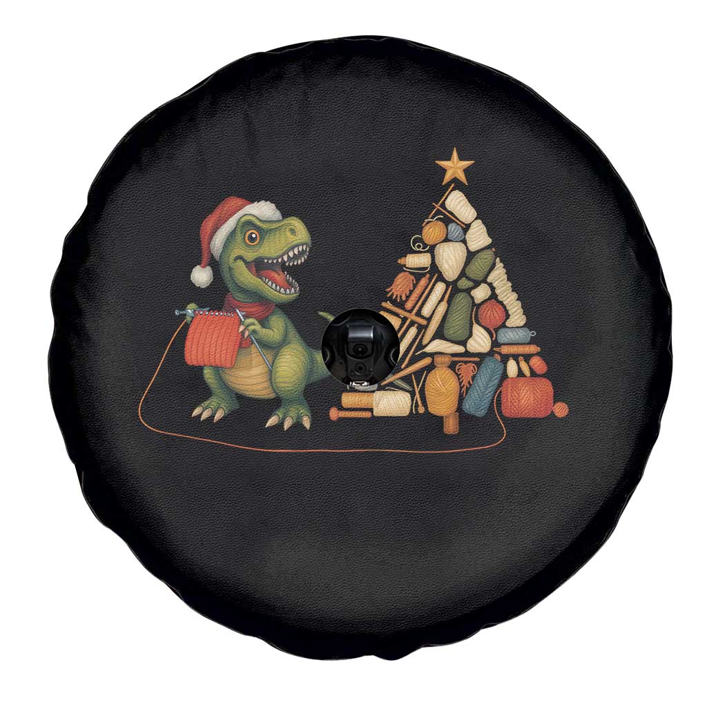 Christmas Dinosaur Knitting Spare Tire Cover Funny Yarn Tree Gift - Wonder Print Shop