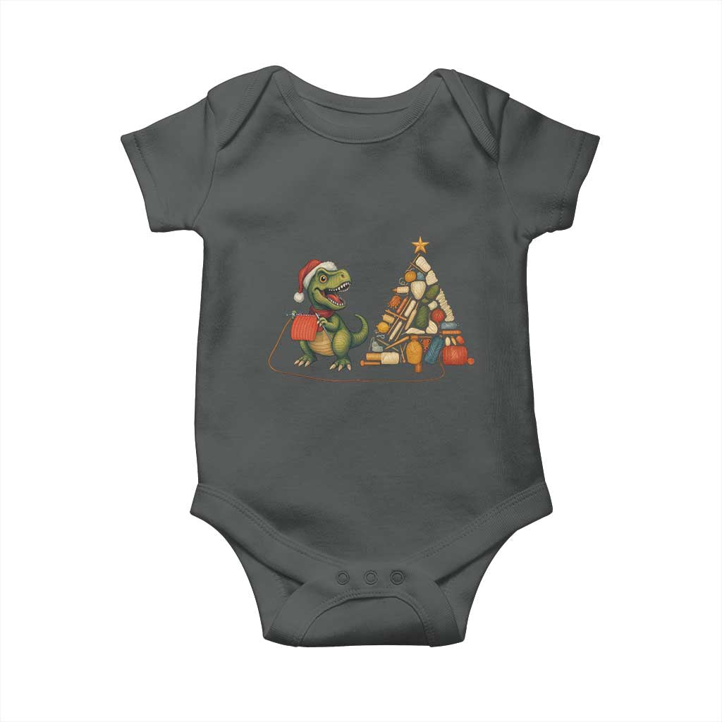 Christmas Dinosaur Knitting Baby Onesie Funny Yarn Tree Gift - Wonder Print Shop