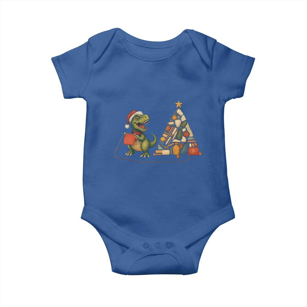 Christmas Dinosaur Knitting Baby Onesie Funny Yarn Tree Gift - Wonder Print Shop