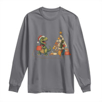 Christmas Dinosaur Knitting Long Sleeve Shirt Funny Yarn Tree Gift - Wonder Print Shop