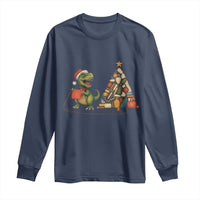 Christmas Dinosaur Knitting Long Sleeve Shirt Funny Yarn Tree Gift - Wonder Print Shop