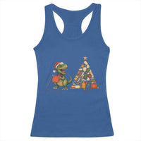 Christmas Dinosaur Knitting Racerback Tank Top Funny Yarn Tree Gift - Wonder Print Shop