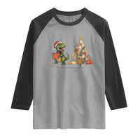 Christmas Dinosaur Knitting Raglan Shirt Funny Yarn Tree Gift - Wonder Print Shop