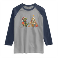 Christmas Dinosaur Knitting Raglan Shirt Funny Yarn Tree Gift - Wonder Print Shop