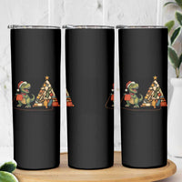 Christmas Dinosaur Knitting Skinny Tumbler Funny Yarn Tree Gift - Wonder Print Shop