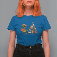 Christmas Dinosaur Knitting T Shirt For Women Funny Yarn Tree Gift - Wonder Print Shop