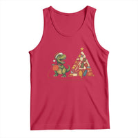 Christmas Dinosaur Knitting Tank Top Funny Yarn Tree Gift - Wonder Print Shop