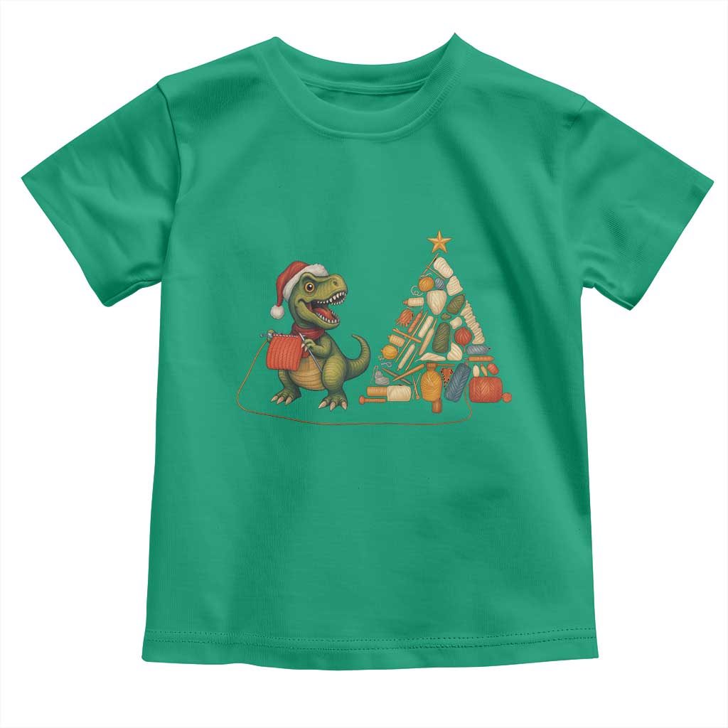 Christmas Dinosaur Knitting Toddler T Shirt Funny Yarn Tree Gift - Wonder Print Shop