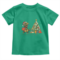 Christmas Dinosaur Knitting Toddler T Shirt Funny Yarn Tree Gift - Wonder Print Shop
