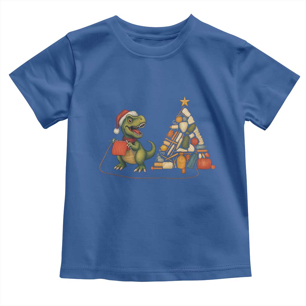 Christmas Dinosaur Knitting Toddler T Shirt Funny Yarn Tree Gift - Wonder Print Shop