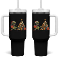 Christmas Dinosaur Knitting Tumbler With Handle Funny Yarn Tree Gift - Wonder Print Shop