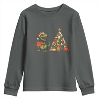 Christmas Dinosaur Knitting Youth Sweatshirt Funny Yarn Tree Gift - Wonder Print Shop