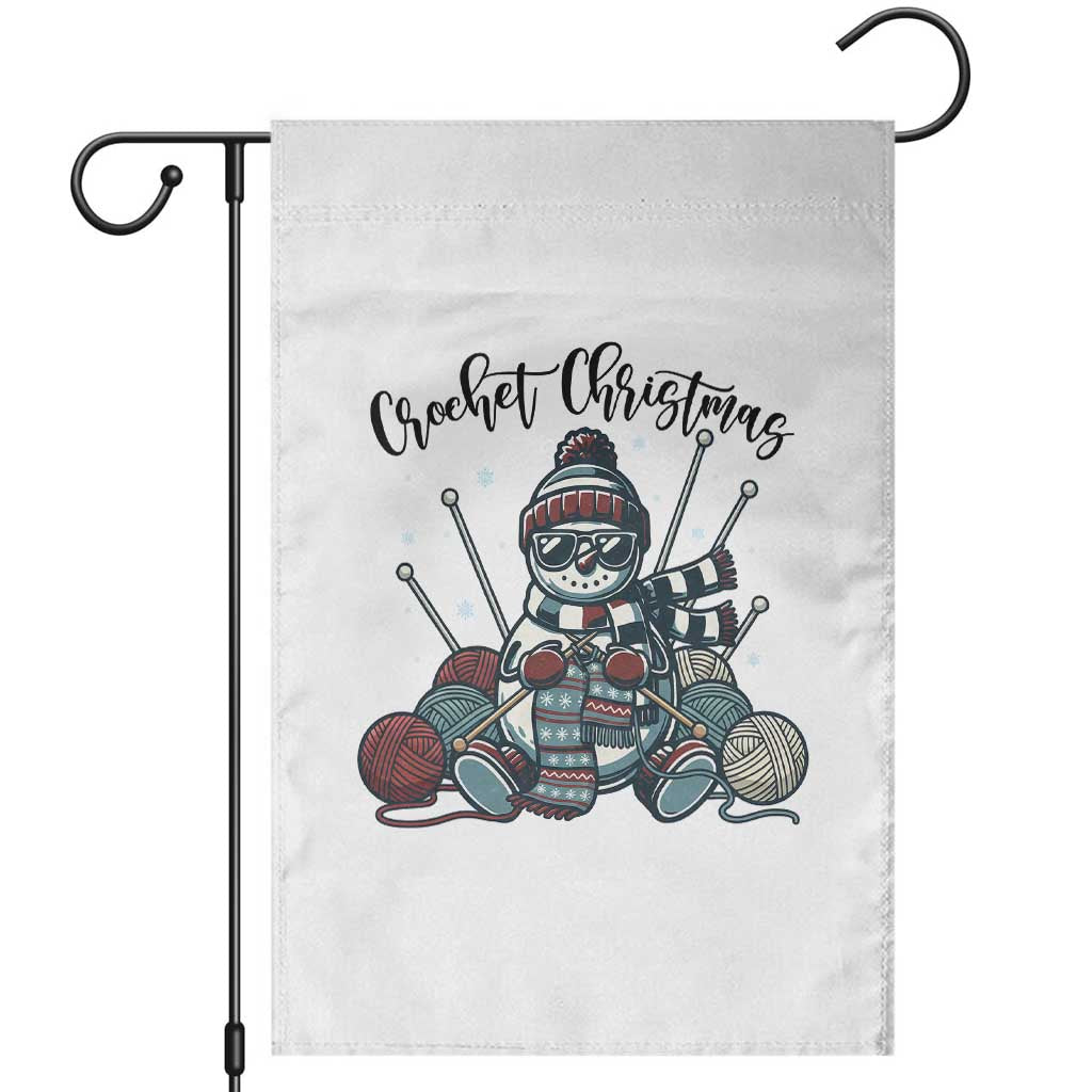 Crochet Christmas Garden Flag Funny Snowman Crocheting Gift - Wonder Print Shop